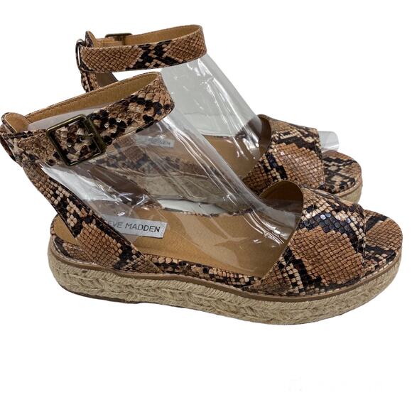 Steve Madden Gabrie Sandals Wedge Espadrille Snake Print Open Toe Womens 8M - Picture 2 of 10
